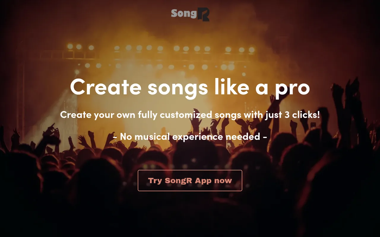 Screenshot of SongR homepage